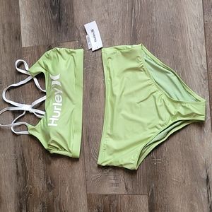 HURLEY high waisted workout swimsuit 1x green
